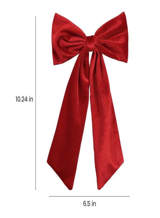 melyde 6.5 Inch Velvet Hair Bow Clip Classic Bowknot Ponytail Holder Long Velvet Ribbon Barrette Hair Accessories for Women Girls, Red - Image 5